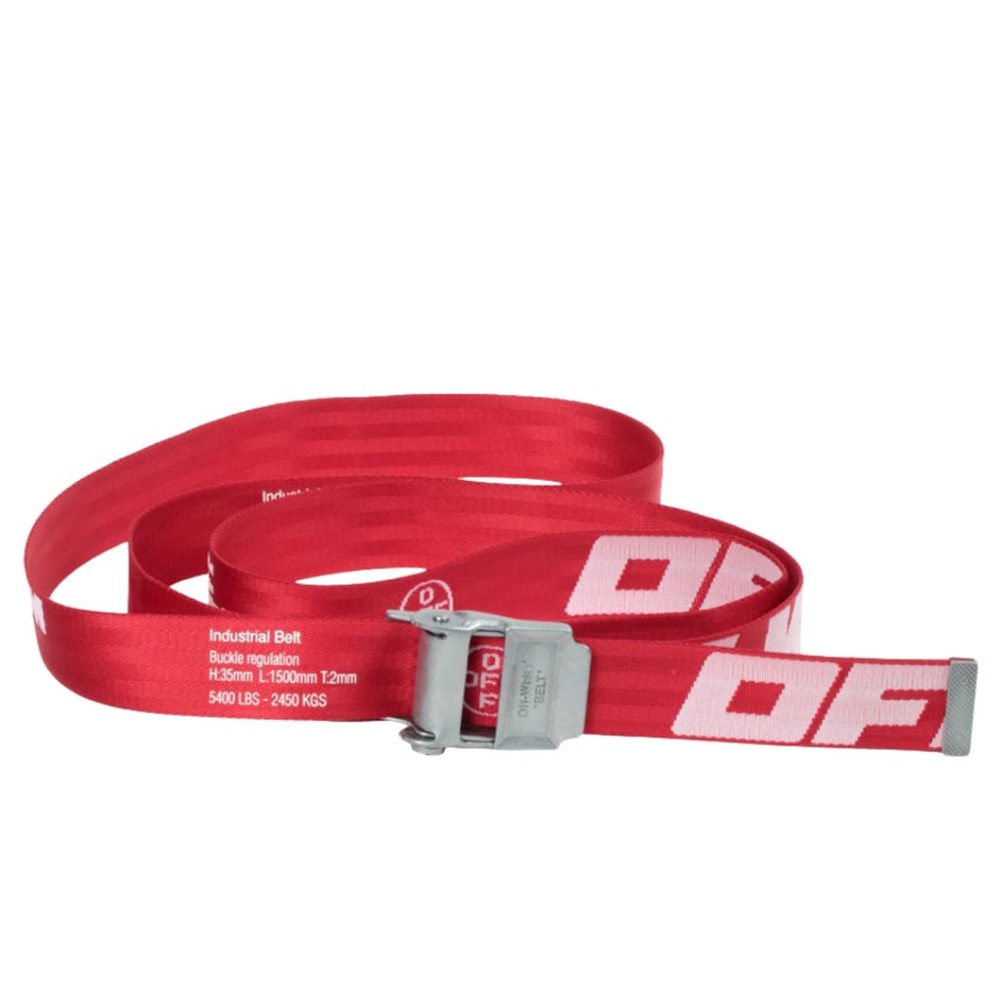 Red and White Industrial Off-White Belt